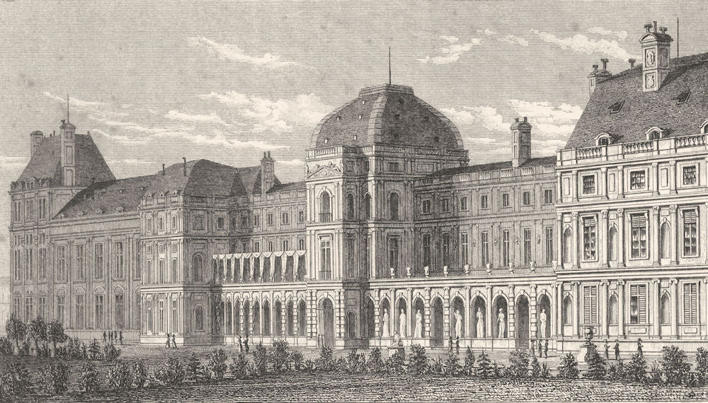 PARIS. Palais des Tuileries, du Côté du Jardin 1831 old antique print picture